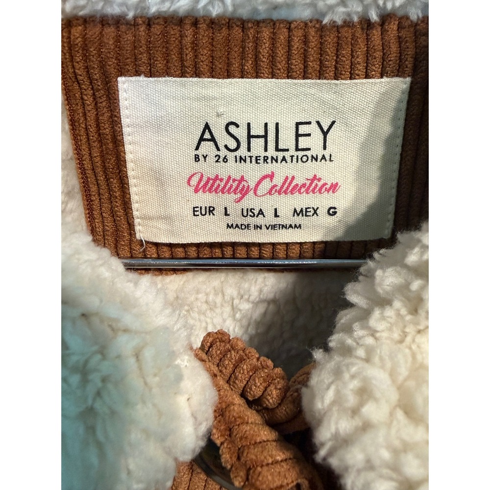 Ashley By 26 International Camel Corduroy Sherpa Utility Jacket Brown Large - Picture 3 of 8
